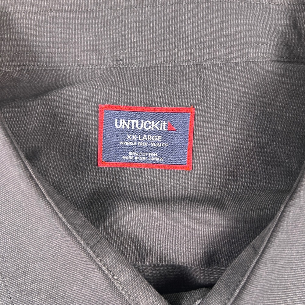 UNTUCKit Wrinkle Free Solid Black Slim Fit Button Down Shirt Long Sleeve XXL - Picture 4 of 7